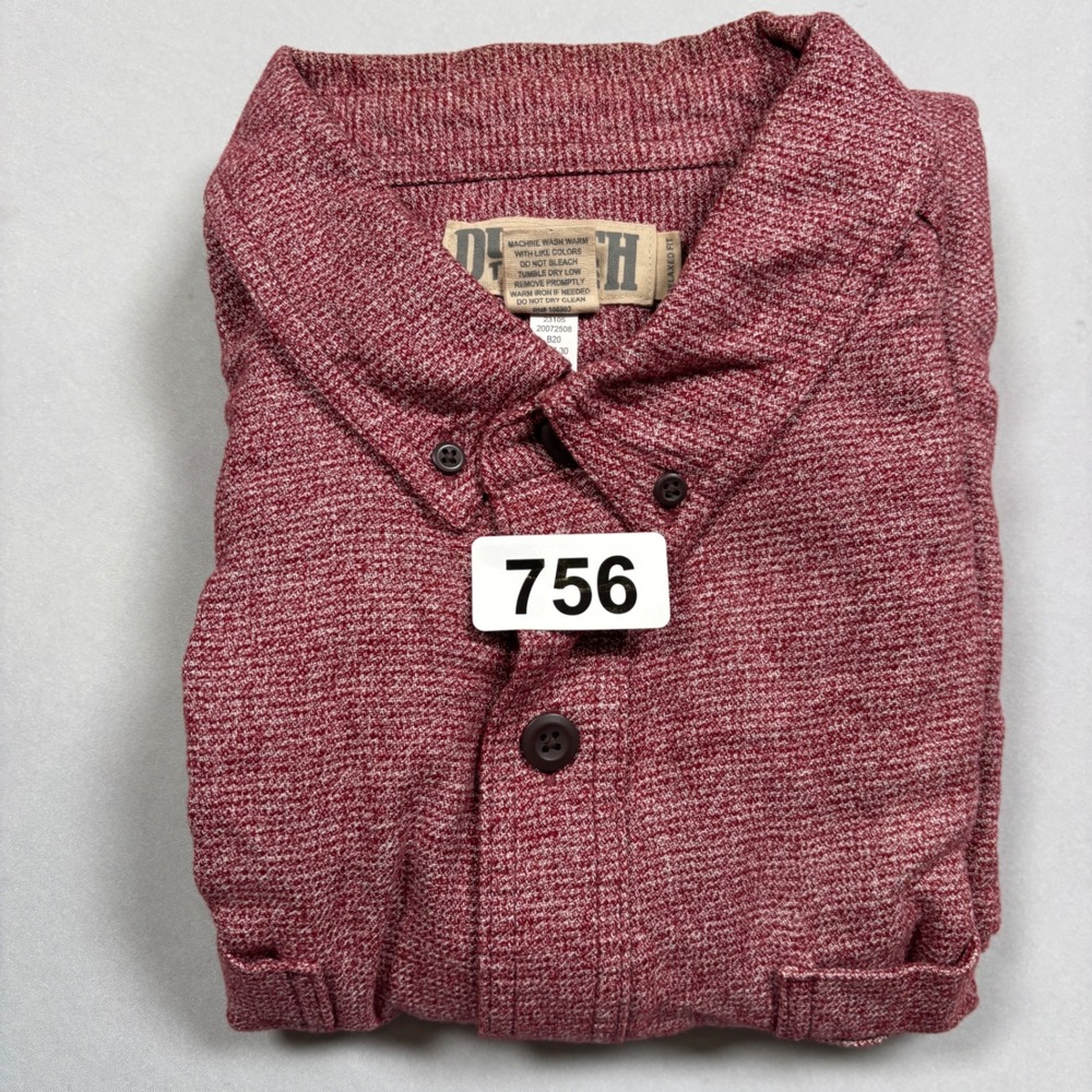 Duluth Trading Co Button Down Shirt Mens XL Red Textured Cotton Relaxed Fit - Picture 10 of 10